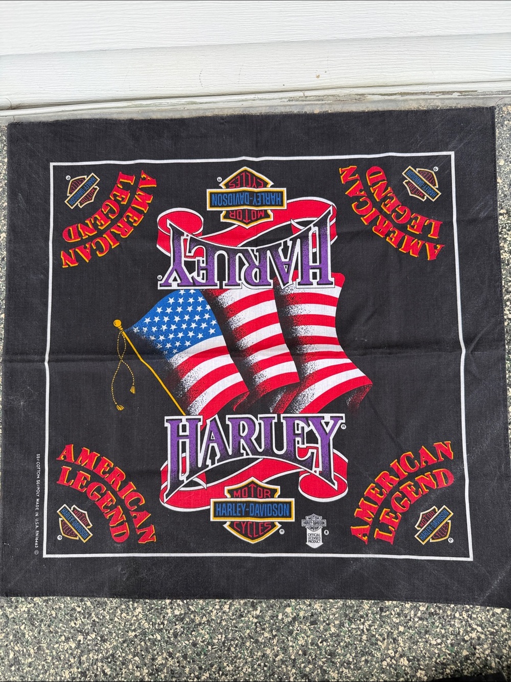 Harley-Davidson Black Bandana with Red, White, Blue and Purple Accents